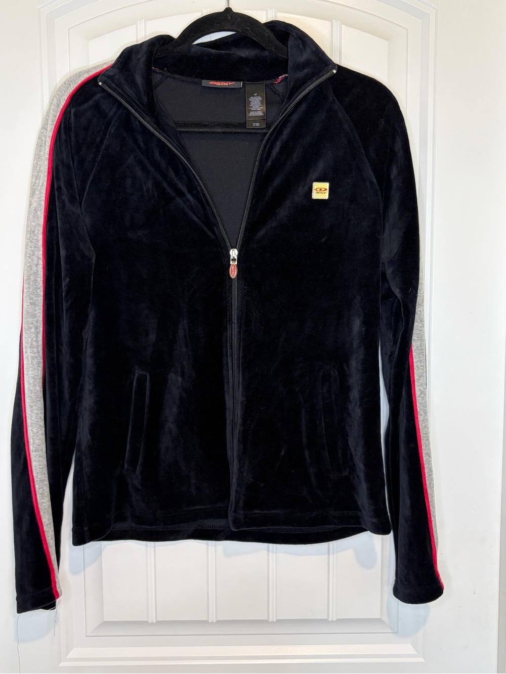 DKNY Velvet Track Jacket - Dark Blue with Red and gray Stripe